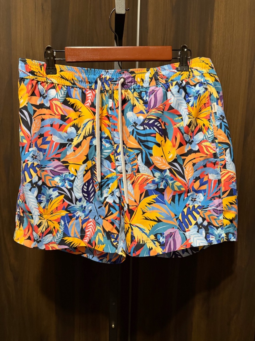 Onia Charles 5” Swim Trunks Vibrant Tropical Leaf Print Size XL